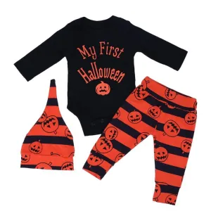 Pumpkin Lantern Print Stripe Pants Halloween custome