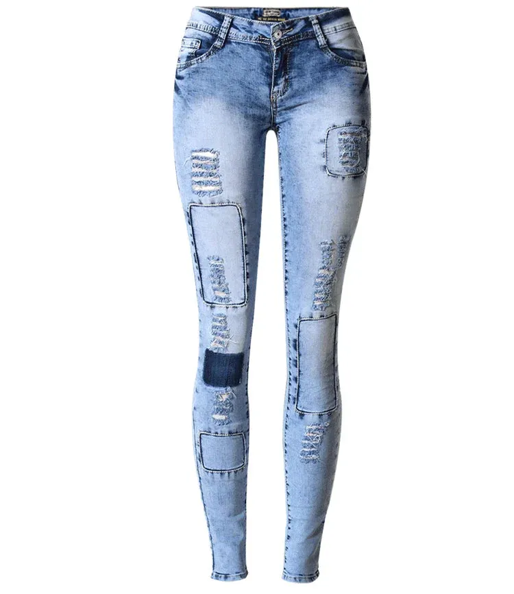 Quinley - Dehnbare Patchwork-Jeans im Trend