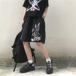 "BLACK/GRAY RABBIT PRINT CASUAL" SHORTS  UB2400
