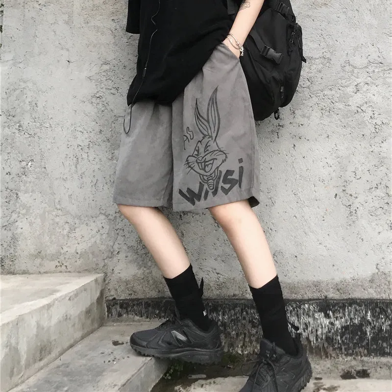 "BLACK/GRAY RABBIT PRINT CASUAL" SHORTS  UB2400
