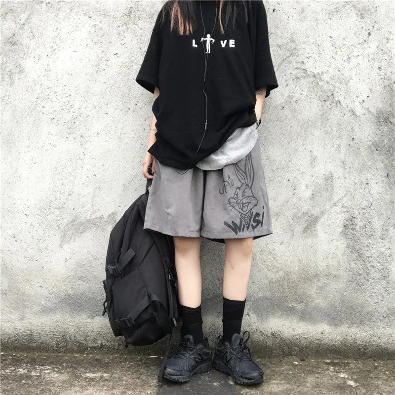 "BLACK/GRAY RABBIT PRINT CASUAL" SHORTS  UB2400