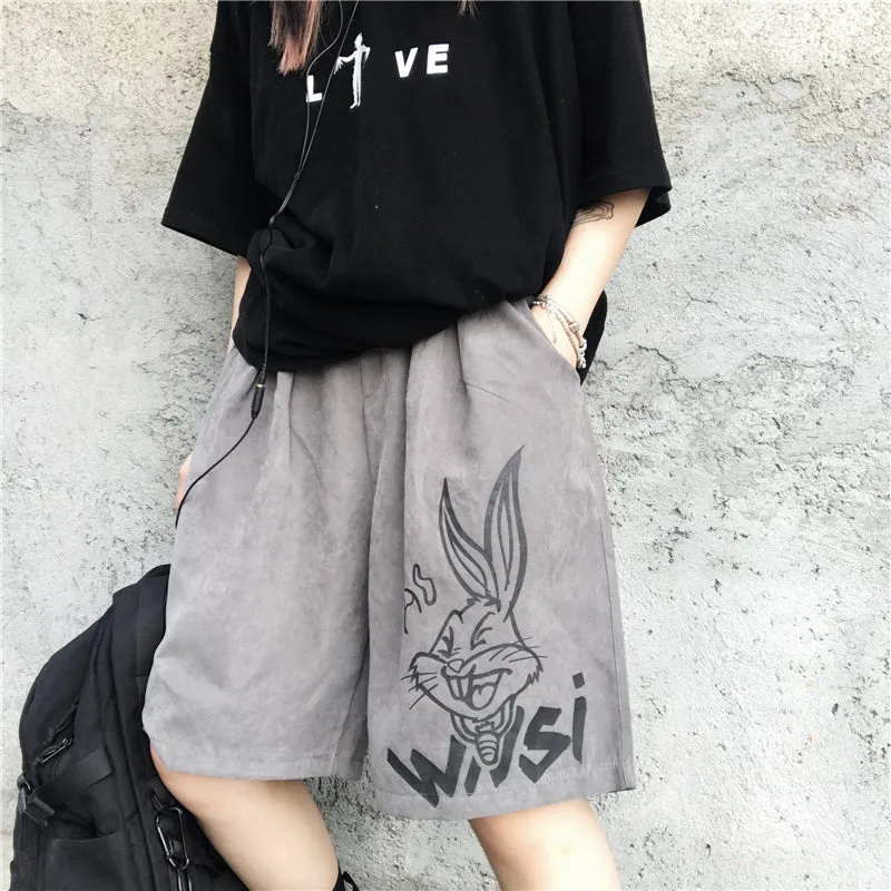 "BLACK/GRAY RABBIT PRINT CASUAL" SHORTS  UB2400