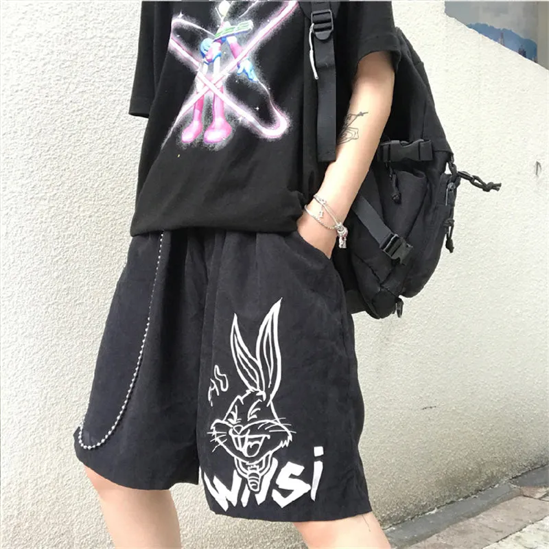 "BLACK/GRAY RABBIT PRINT CASUAL" SHORTS  UB2400