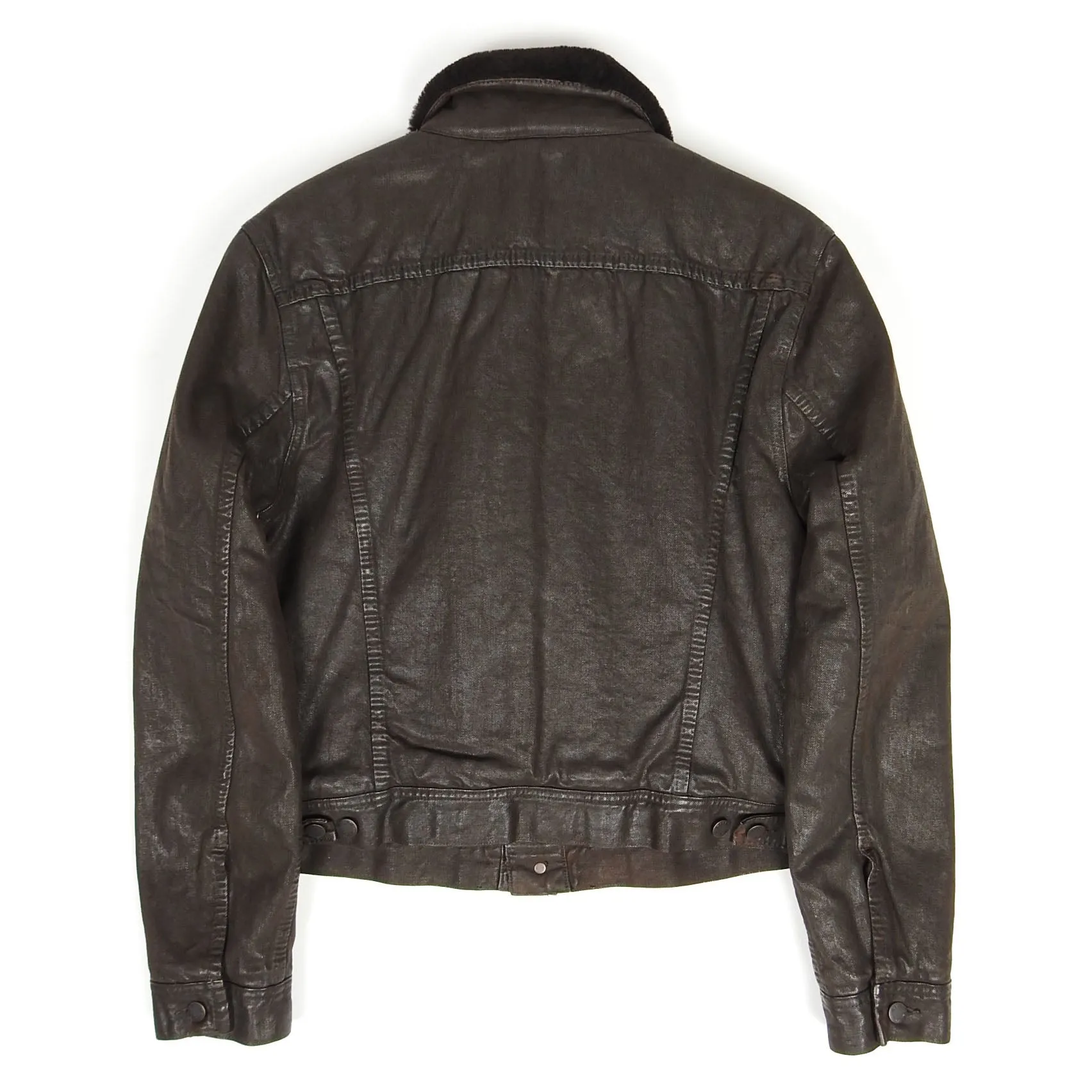 Ralph Lauren Black Label Waxed Denim Shearling Trucker Size Medium
