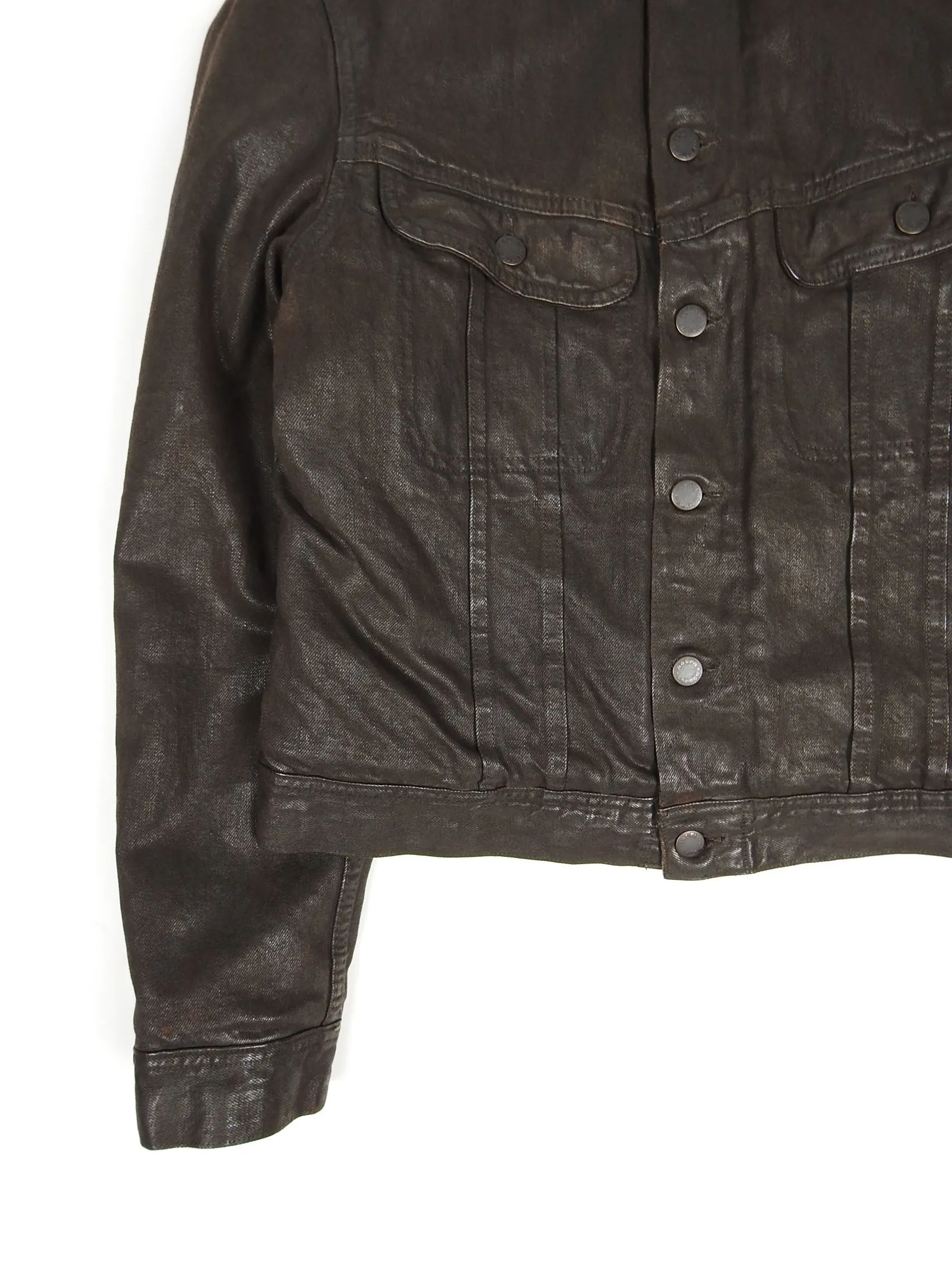 Ralph Lauren Black Label Waxed Denim Shearling Trucker Size Medium