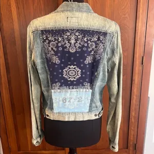 Ralph Lauren Denim Jacket with Blue Paisley Patchwork Design