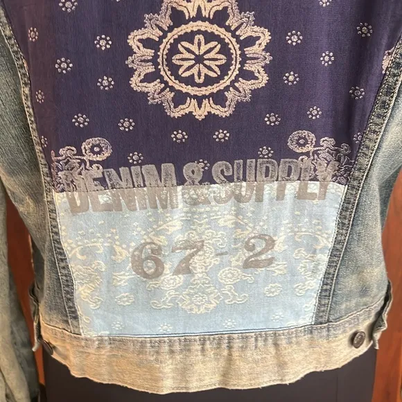 Ralph Lauren Denim Jacket with Blue Paisley Patchwork Design