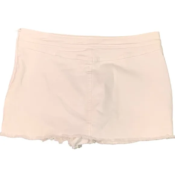 Ramy Brook Tweed Panel white denim mini skort skirt  raw hem sz 8