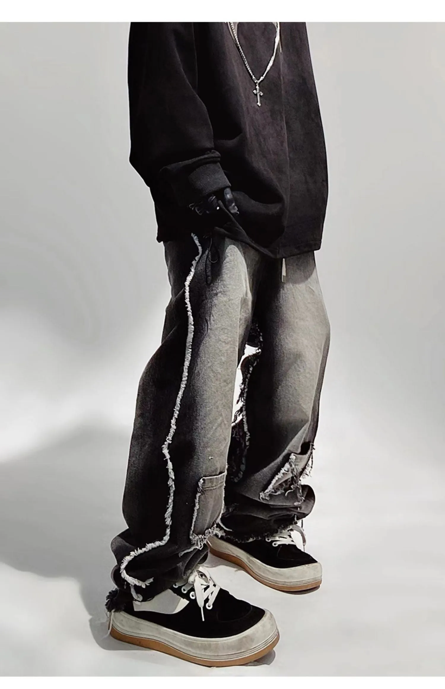Raw Edge Distressed Jeans