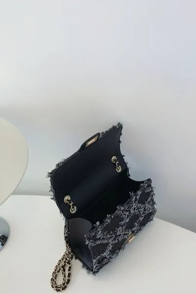 Raw Hem Denim Crossbody Bag