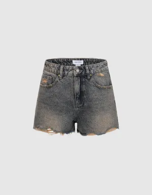 Raw Hem Denim Shorts