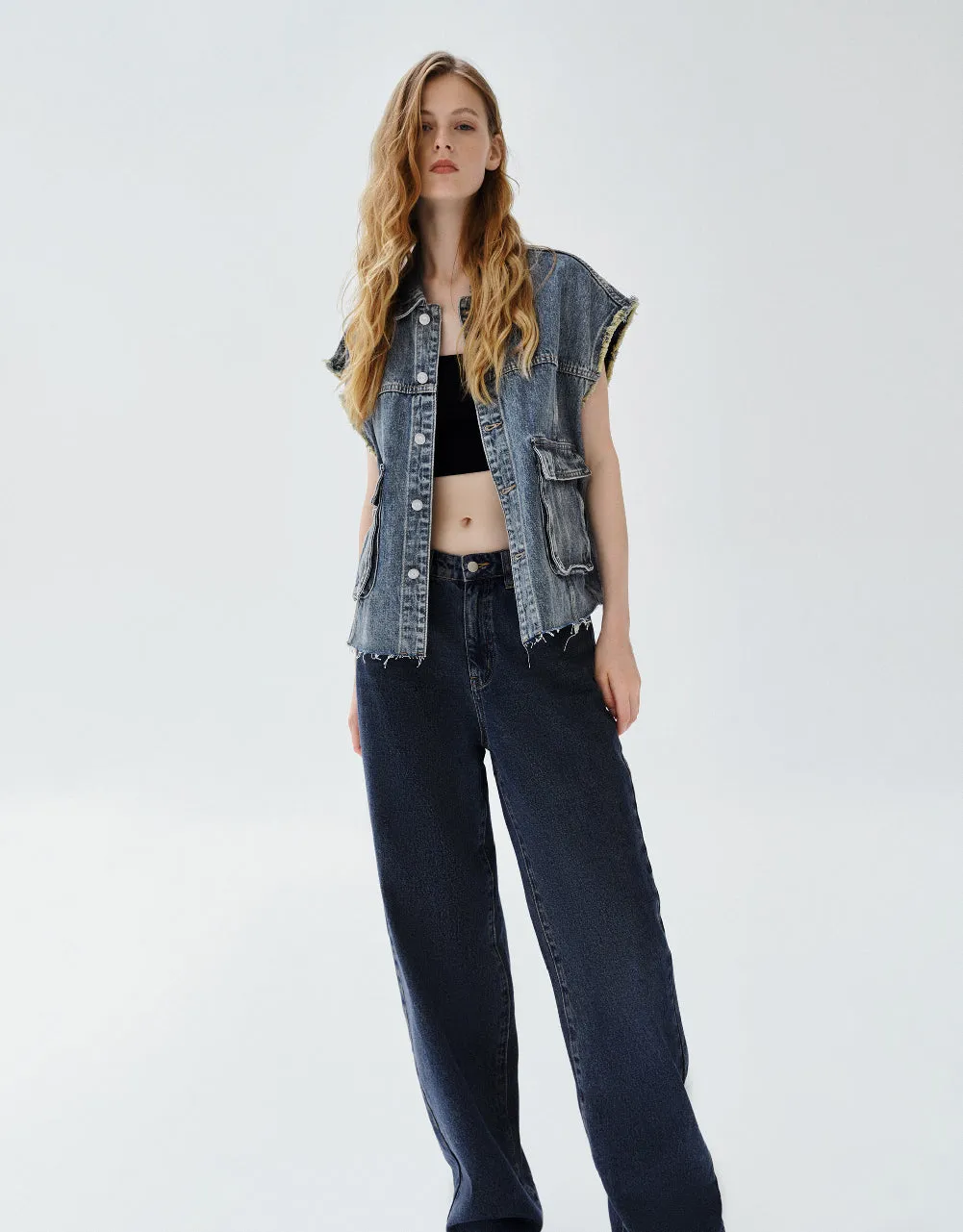 Raw Hem Denim Waistcoat