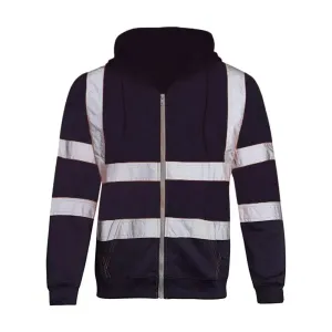 Reflective Hoodie Reflective Strip Men's Hoodie Coat with Drawstring Closure for Outdoor Work Safety Warm for Cold-proof
