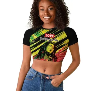 Reggae Legend Raglan Cropped T shirt Love The Life You Live Live The Life You Love LT05