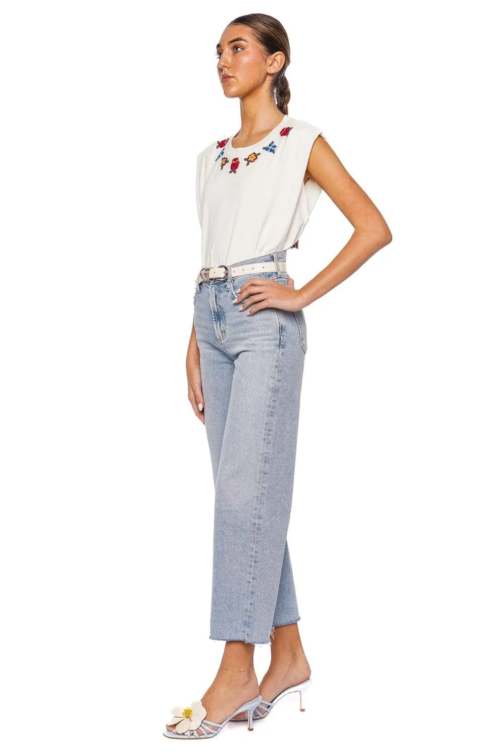 Ren Wide Leg Crop Fray Jean