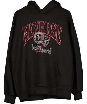 Rumor Black Reverse Graphic Hoodie UK L