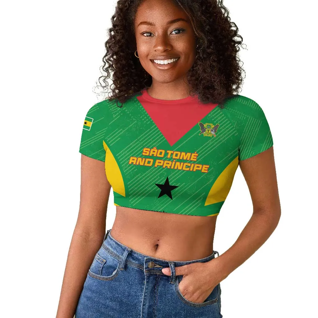 Sao Tome and Principe Football Custom Raglan Cropped T shirt Sporty Style - Green Color LT15
