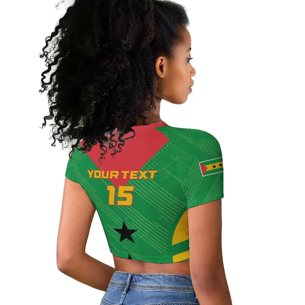 Sao Tome and Principe Football Custom Raglan Cropped T shirt Sporty Style - Green Color LT15