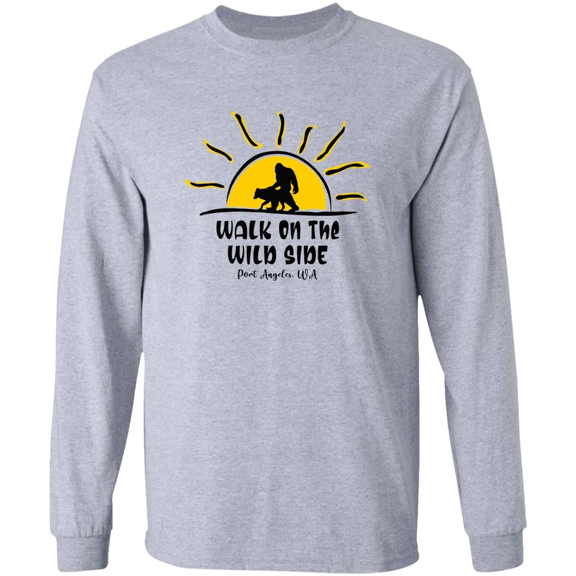 Sasquatch and Wolf Sunset - WILD SIDE - PA LS Ultra Cotton T-Shirt