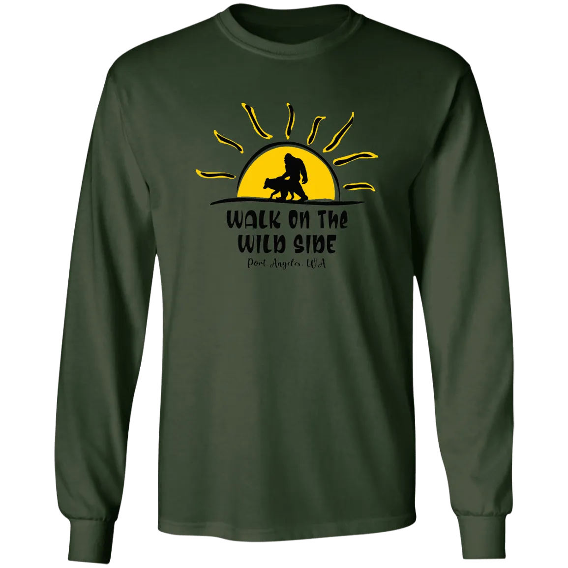 Sasquatch and Wolf Sunset - WILD SIDE - PA LS Ultra Cotton T-Shirt