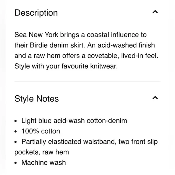 SEA New York Sz 6 Birdie Bleach Denim Maxi Skirt Raw Hem Orig$485 Excellent Cond
