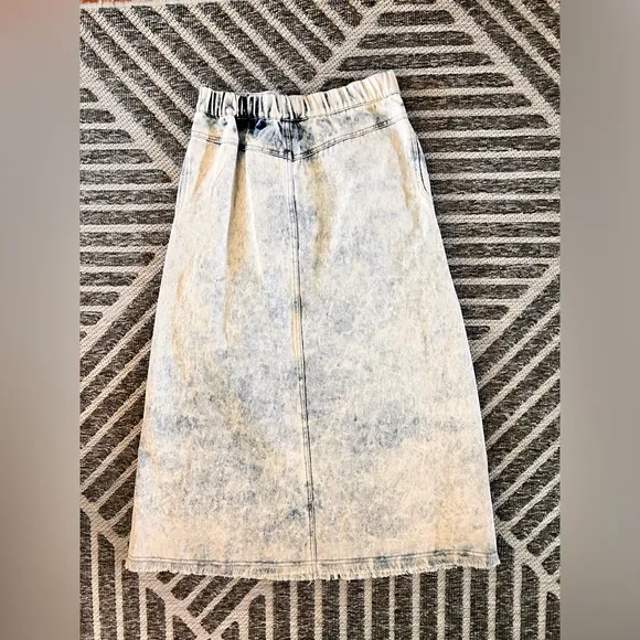 SEA New York Sz 6 Birdie Bleach Denim Maxi Skirt Raw Hem Orig$485 Excellent Cond