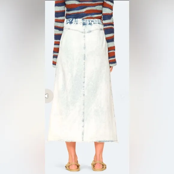 SEA New York Sz 6 Birdie Bleach Denim Maxi Skirt Raw Hem Orig$485 Excellent Cond