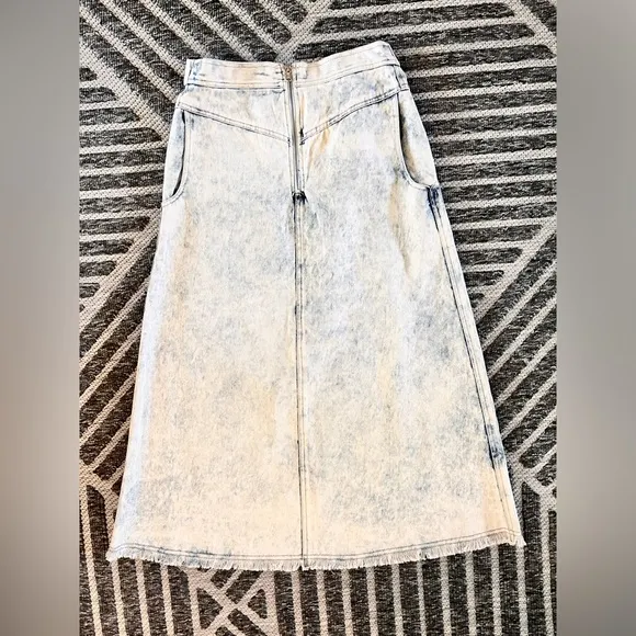SEA New York Sz 6 Birdie Bleach Denim Maxi Skirt Raw Hem Orig$485 Excellent Cond