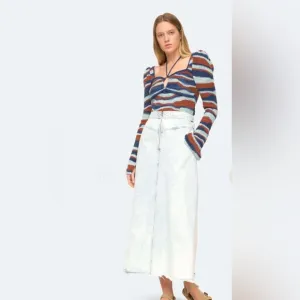 SEA New York Sz 6 Birdie Bleach Denim Maxi Skirt Raw Hem Orig$485 Excellent Cond