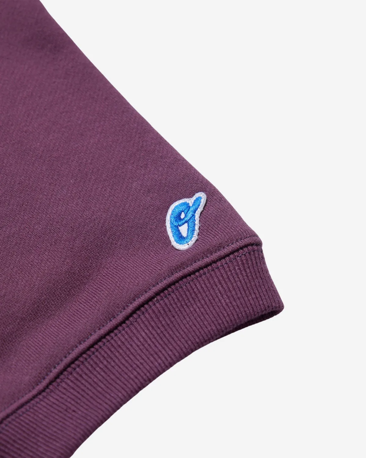 Short Sleeve Sweatshirt - Rat Embroidery - Eggplant