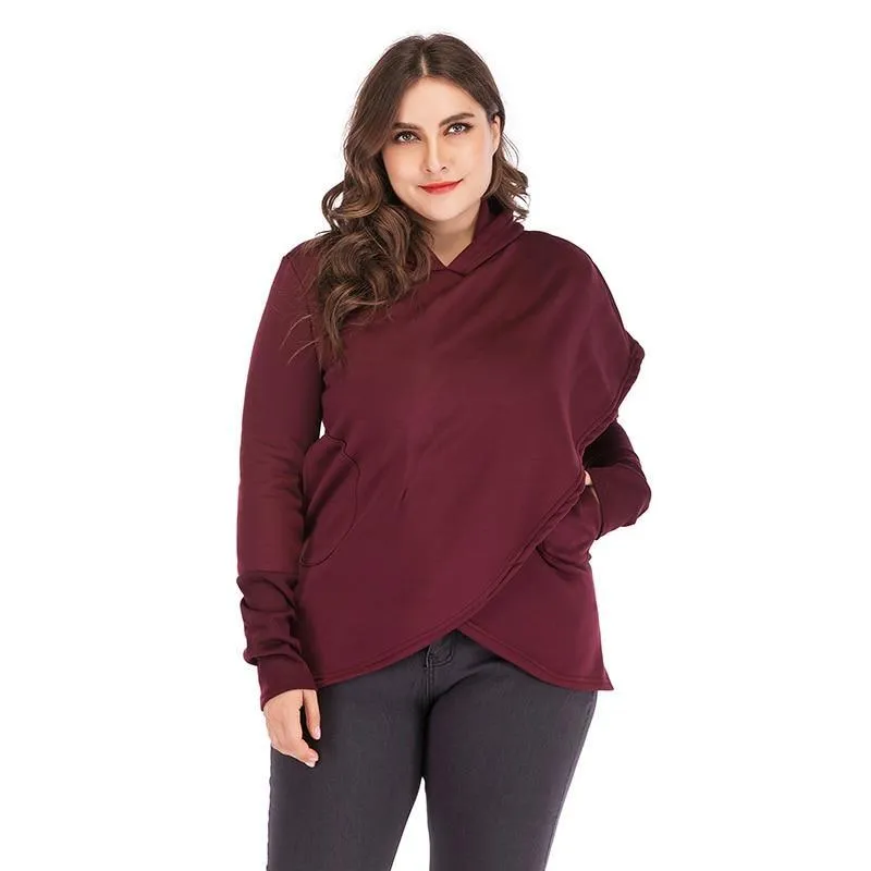 Simple Wraparound Style Everyday Casual Hoodie for Women