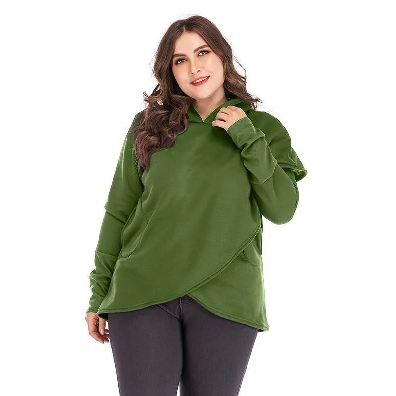 Simple Wraparound Style Everyday Casual Hoodie for Women