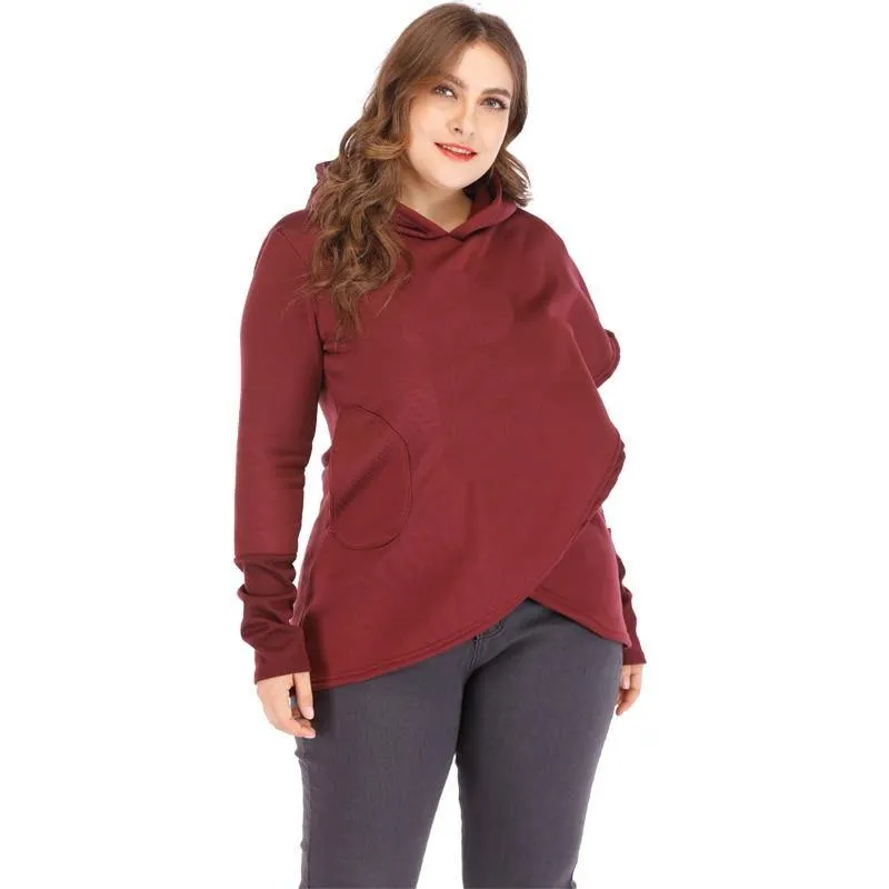 Simple Wraparound Style Everyday Casual Hoodie for Women