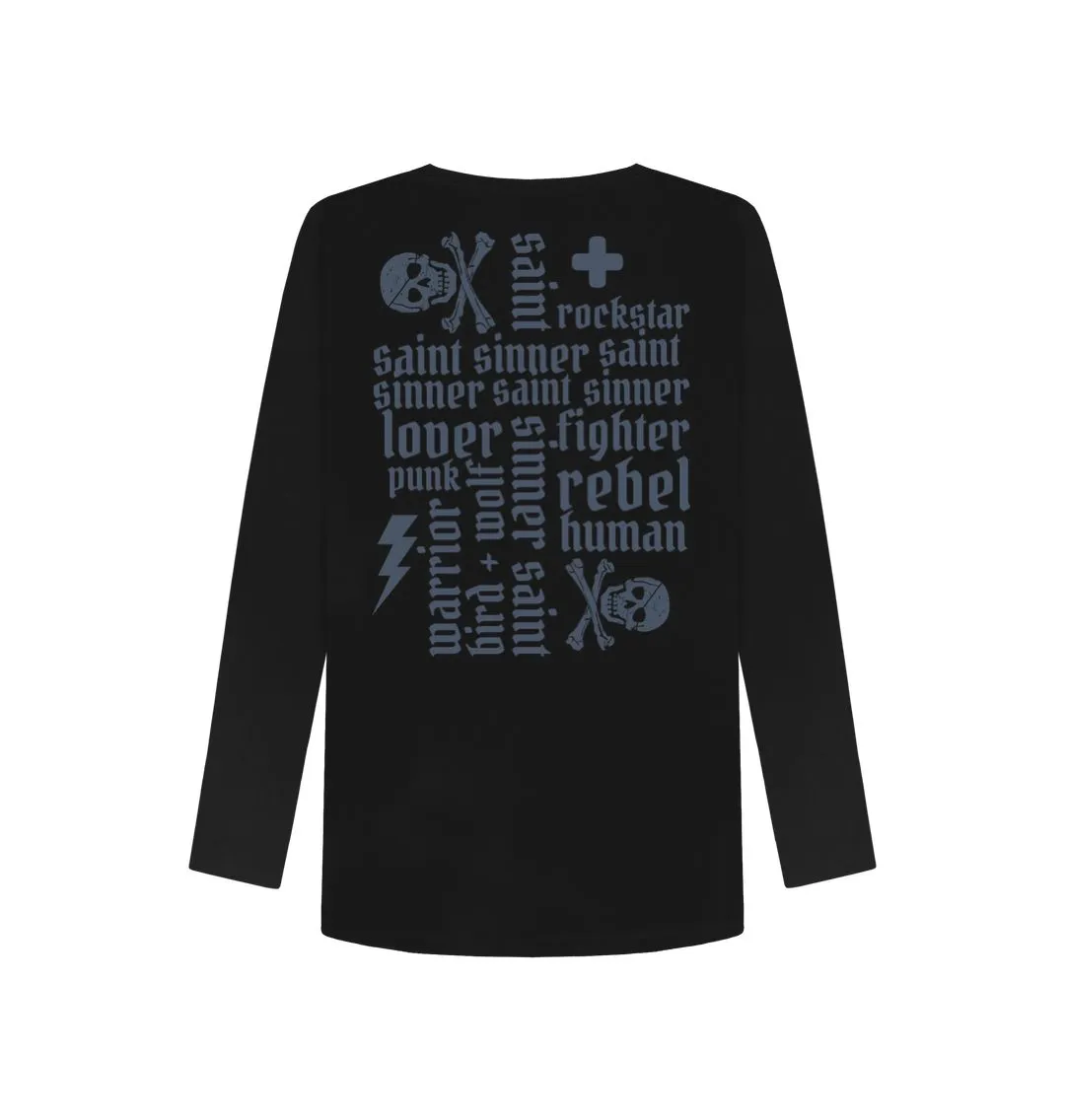 Sinner Saint   More Words Long Sleeve Tee (Reverse)
