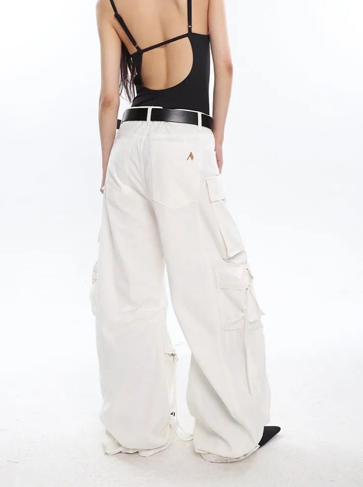 Slouchy White Cargo Pants