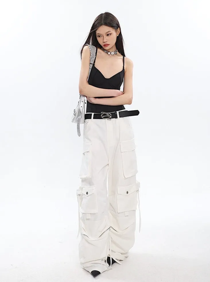 Slouchy White Cargo Pants