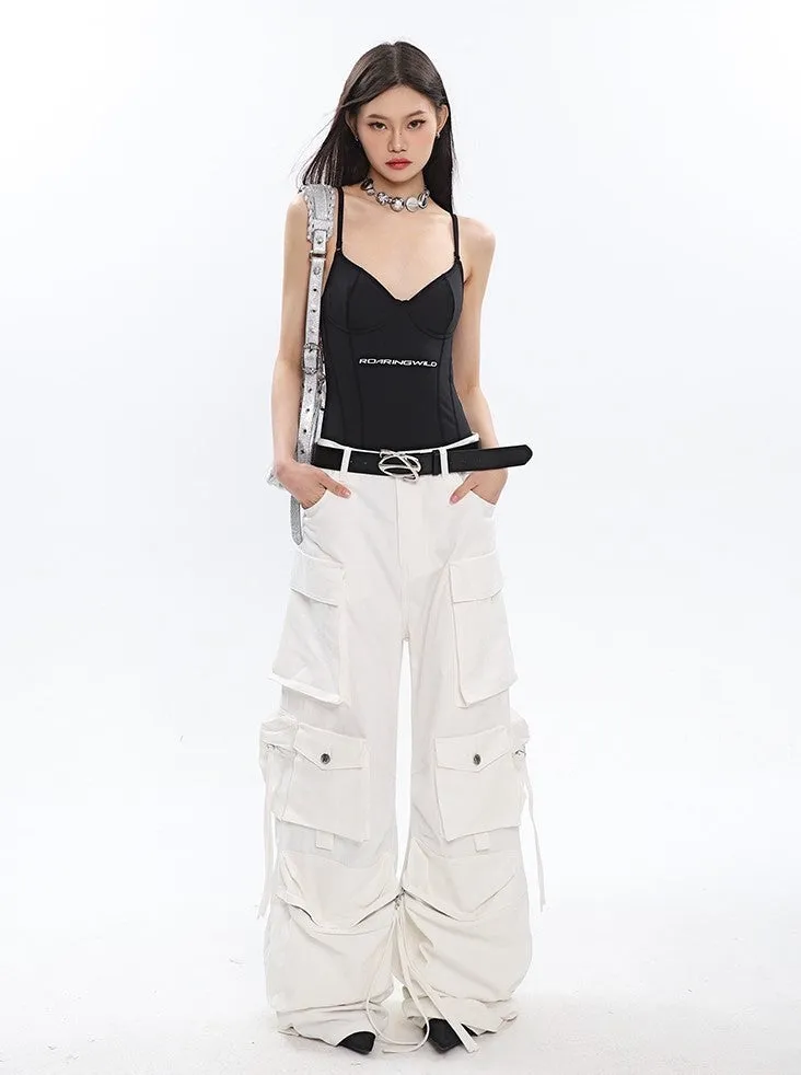 Slouchy White Cargo Pants