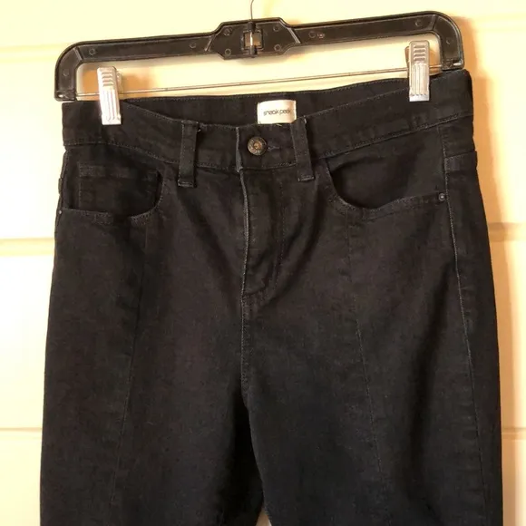 Sneak Peek Skinny High Rise Leg Front Slit Fringe Raw Hem Ankle Jeans Size 5