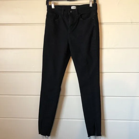 Sneak Peek Skinny High Rise Leg Front Slit Fringe Raw Hem Ankle Jeans Size 5