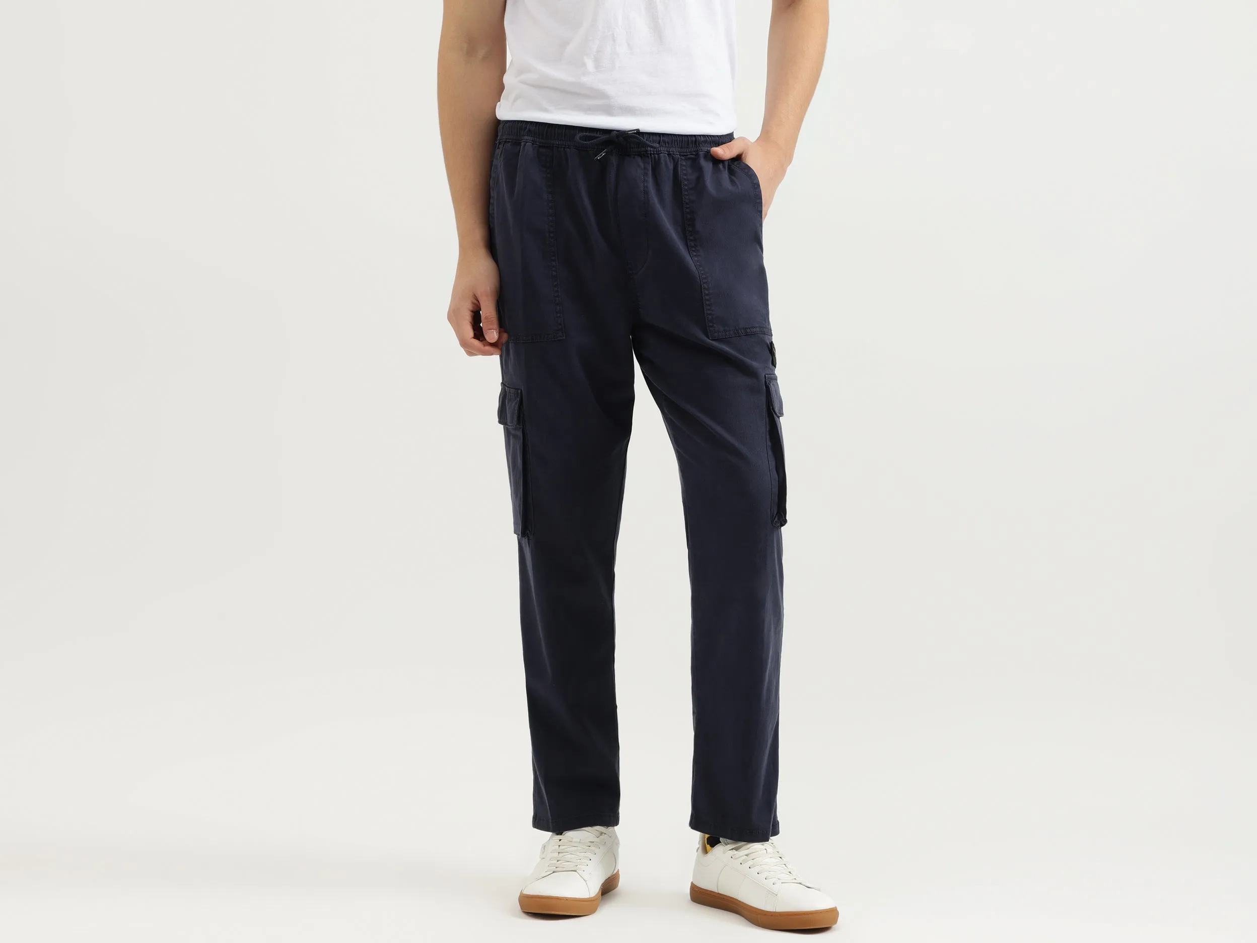 Solid Cargo Fit Cargo Pants