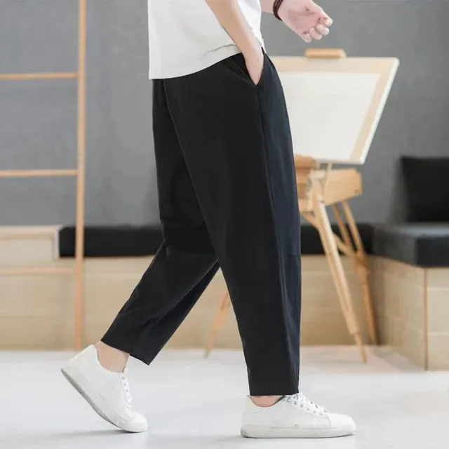 Sommer Herren Baumwolle und Leinen Hose