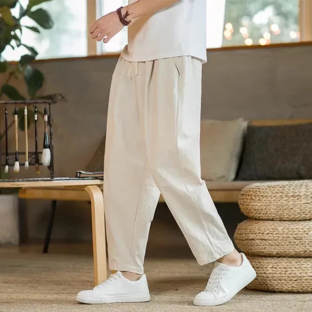 Sommer Herren Baumwolle und Leinen Hose