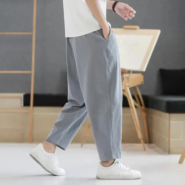 Sommer Herren Baumwolle und Leinen Hose