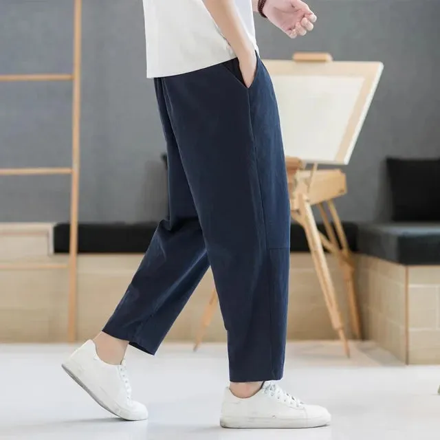 Sommer Herren Baumwolle und Leinen Hose