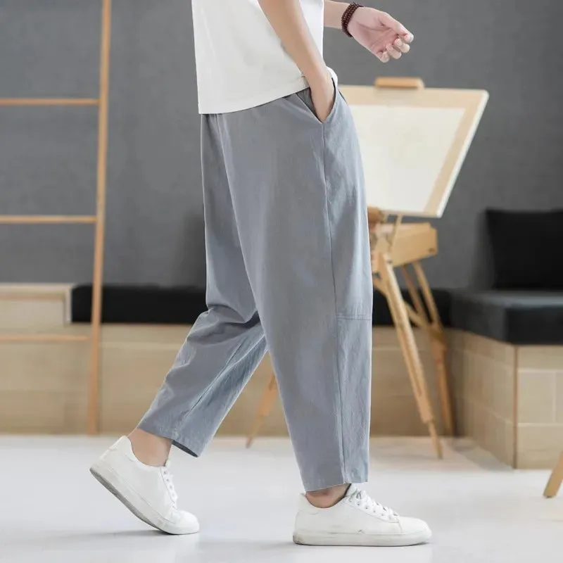 Sommer Herren Baumwolle und Leinen Hose