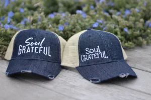 Soul Grateful Trucker Cap (Dark Denim/Tan)