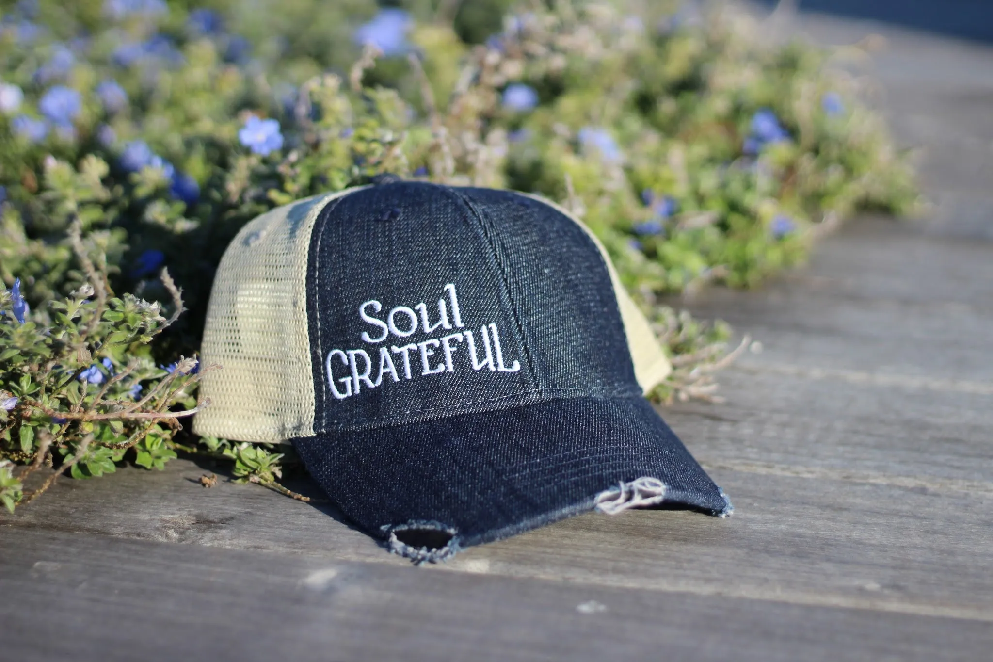Soul Grateful Trucker Cap (Dark Denim/Tan)