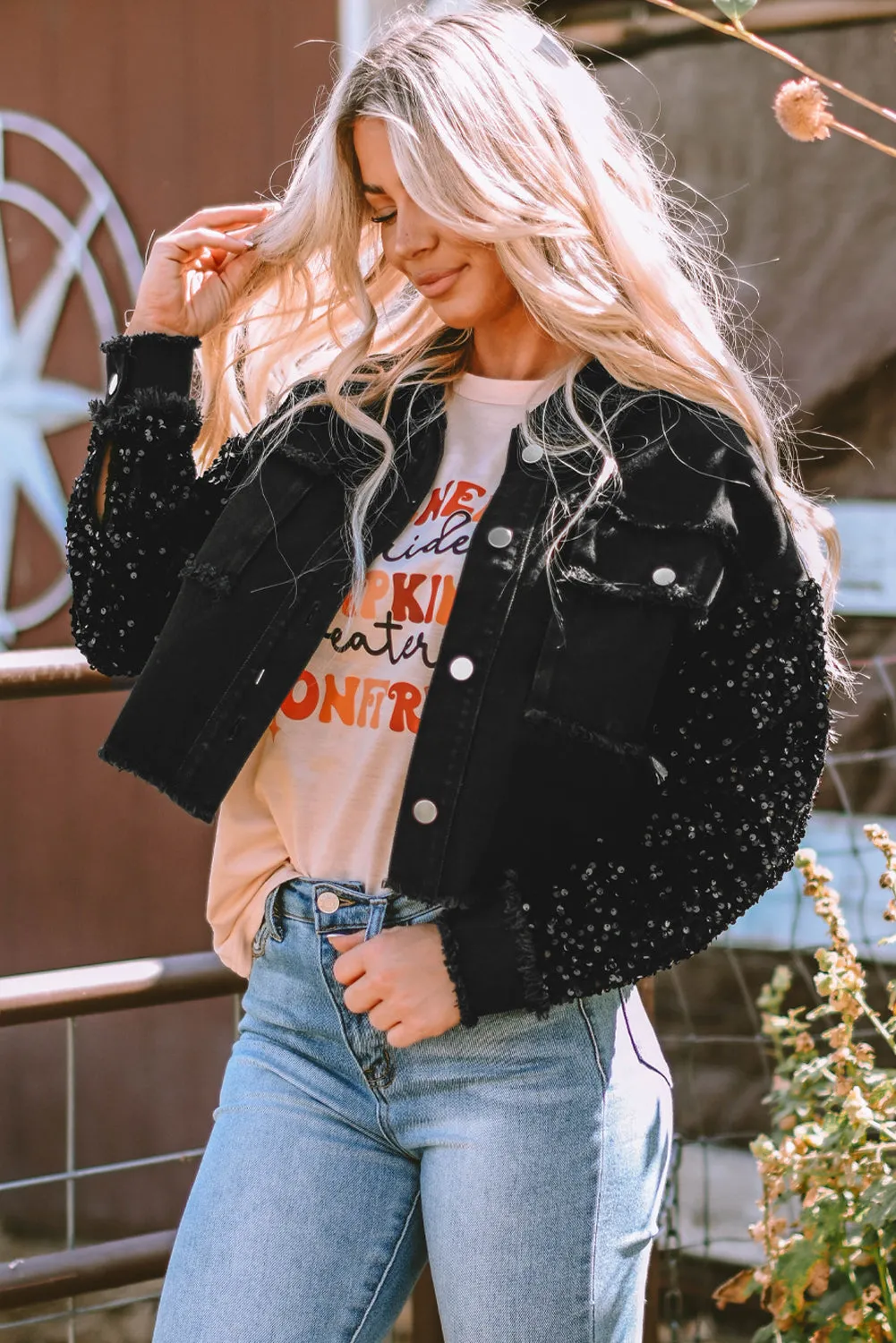 Sparkle Black  Denim Jacket