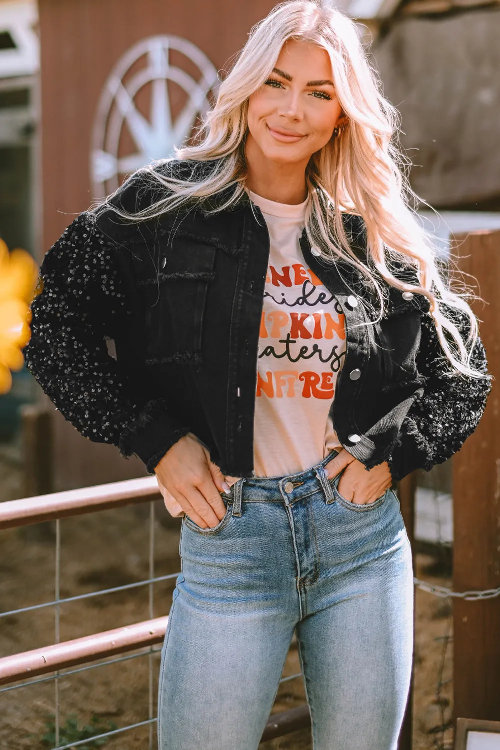 Sparkle Black  Denim Jacket