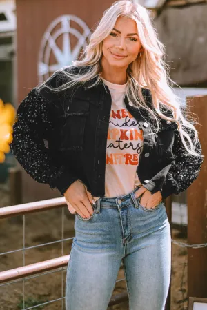 Sparkle Black  Denim Jacket